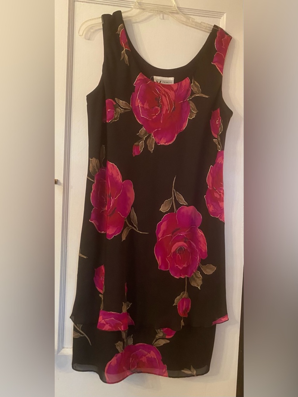 S.L. Fashions Black Floral Dress with Jacket  Size 16 - 20"W x 40"L